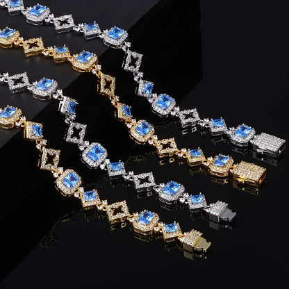 11mm Geometric Blue Zircon Hip Hop Jewelry Necklace for Men | Caratix Jewelry - CaratixJewelry