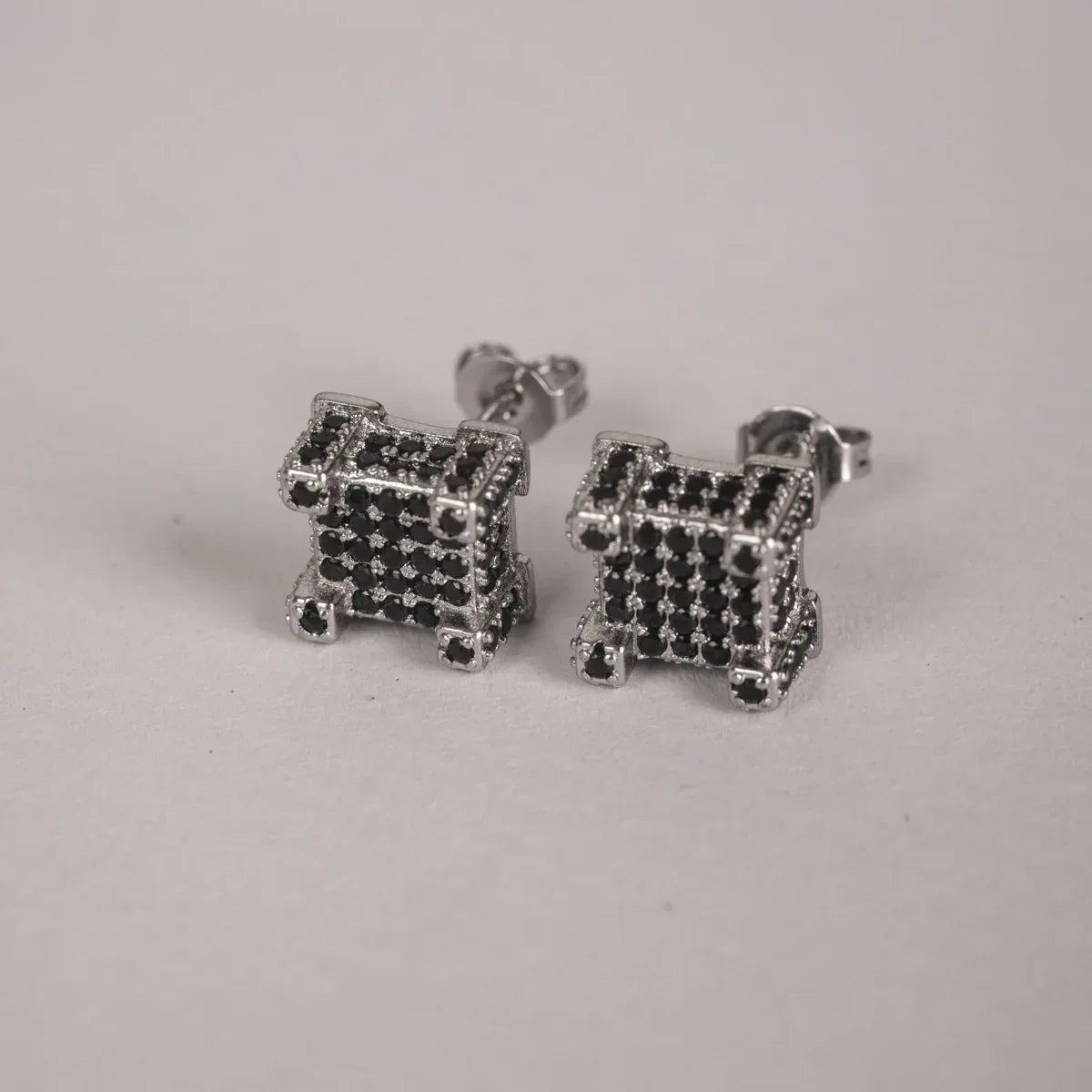 Iced Out Hip Hop Studs - Square & Round CZ Earrings for Men