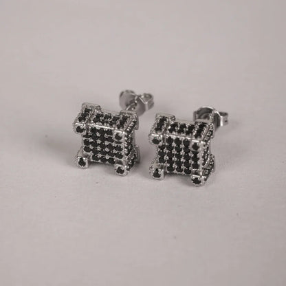 Iced Out Hip Hop Studs - Square & Round CZ Earrings for Men
