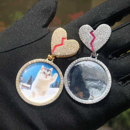 Epoxy Photo Pendant Necklace | Iced Out CZ Custom Picture Hip Hop DIY Jewelry - CaratixJewelry