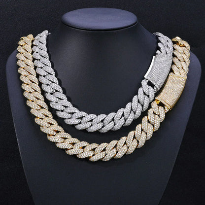 18mm Triple Row Bubble Iced Out Cuban Necklace - CaratixJewelry