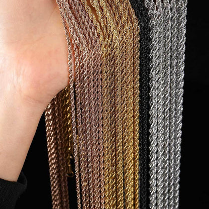 Stainless Steel Rope Chain Necklace 18K Gold Plated Unisex | Caratix Jewelry - CaratixJewelry