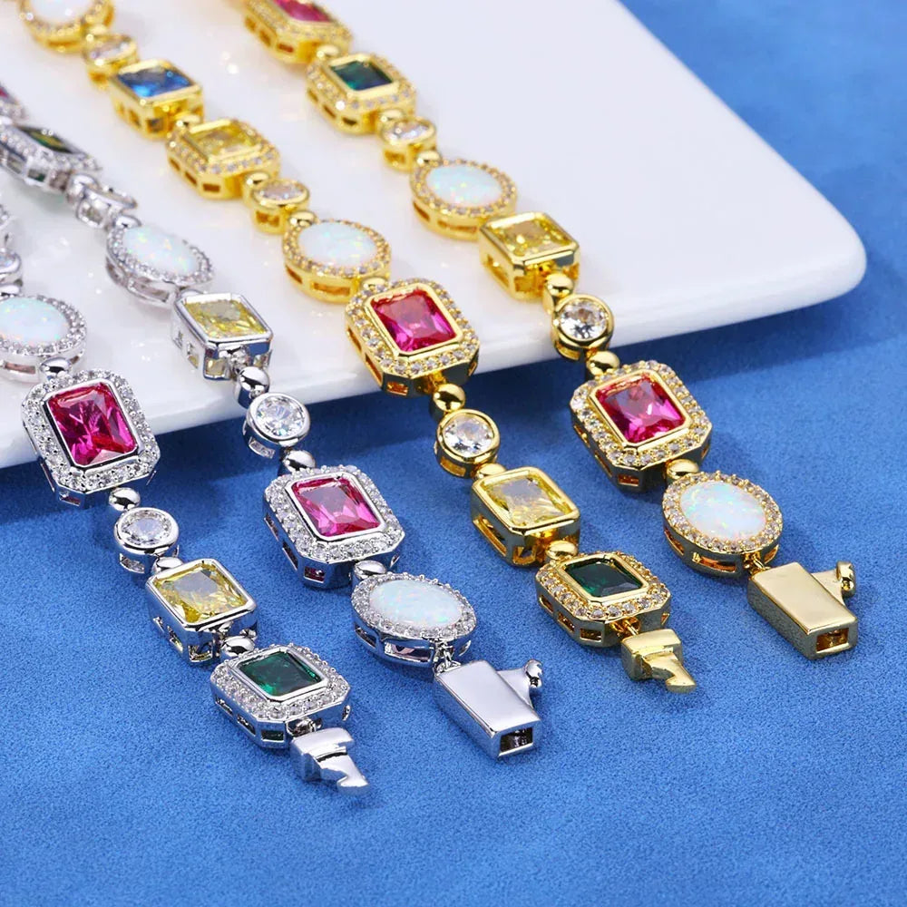 Colored Gemstone Moissanite Necklace – Custom S925 Sterling Silver Luxury Women’s Clavicle Chain Jewelry - CaratixJewelry