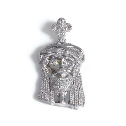 Men's Clover-Clasp Figure Portrait Pendant | Iced Out Copper Zircon Medallion | Custom Hip Hop Bling | Caratix - CaratixJewelry