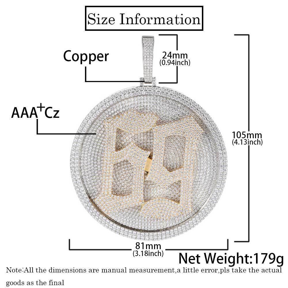 Custom Rotating Letter Pendant Necklace with Micro-Pave Zircon Stones for Men | Caratix Jewelry - CaratixJewelry