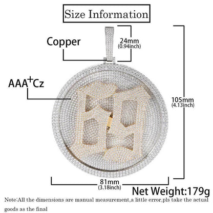 Custom Rotating Letter Pendant Necklace with Micro-Pave Zircon Stones for Men | Caratix Jewelry - CaratixJewelry