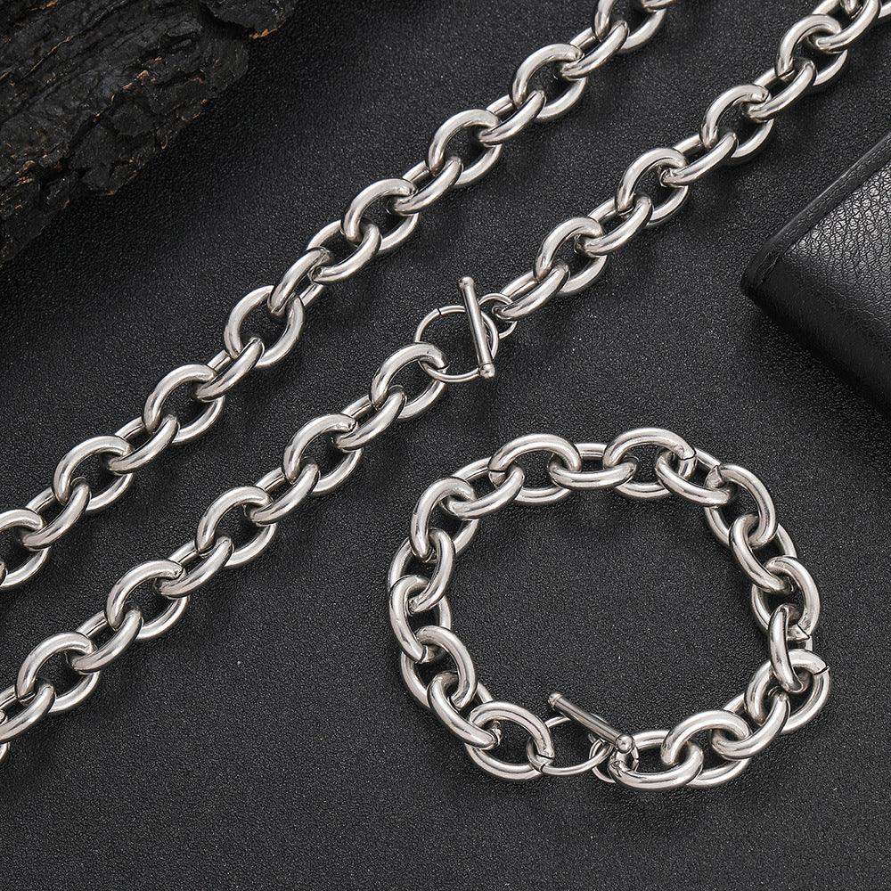 12mm Stainless Steel Cross and O-Link Bracelet - CaratixJewelry