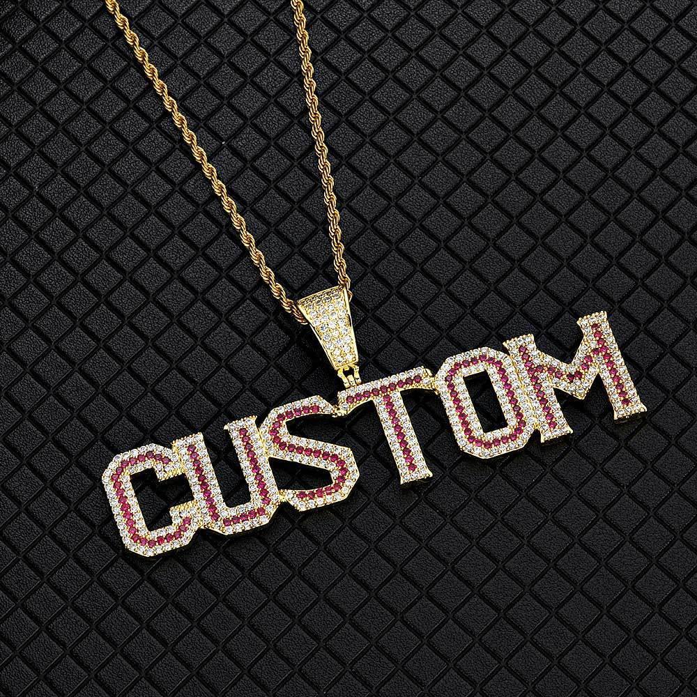 Colorful Zircon Letter Pendant Necklace with Letter Combination for Men | Caratix Jewelry - CaratixJewelry