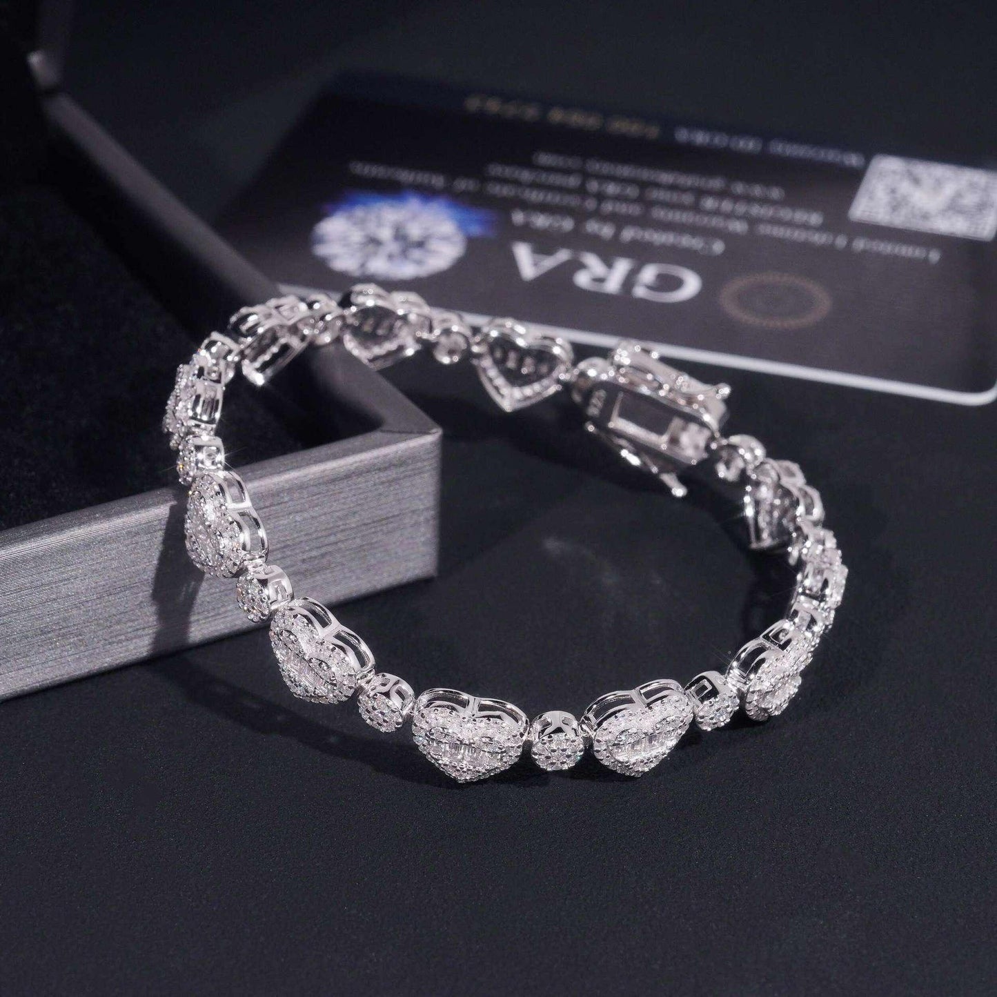 8.5mm Moissanite Heart Necklace & Bracelet | S925 Silver Couple Hip Hop Jewelry - CaratixJewelry