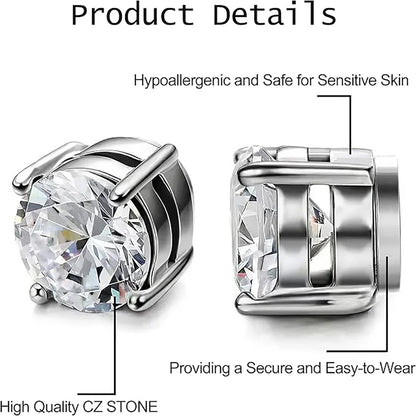 6mm & 8mm Magnetic Zircon Studs - 4-Prong Stainless Steel