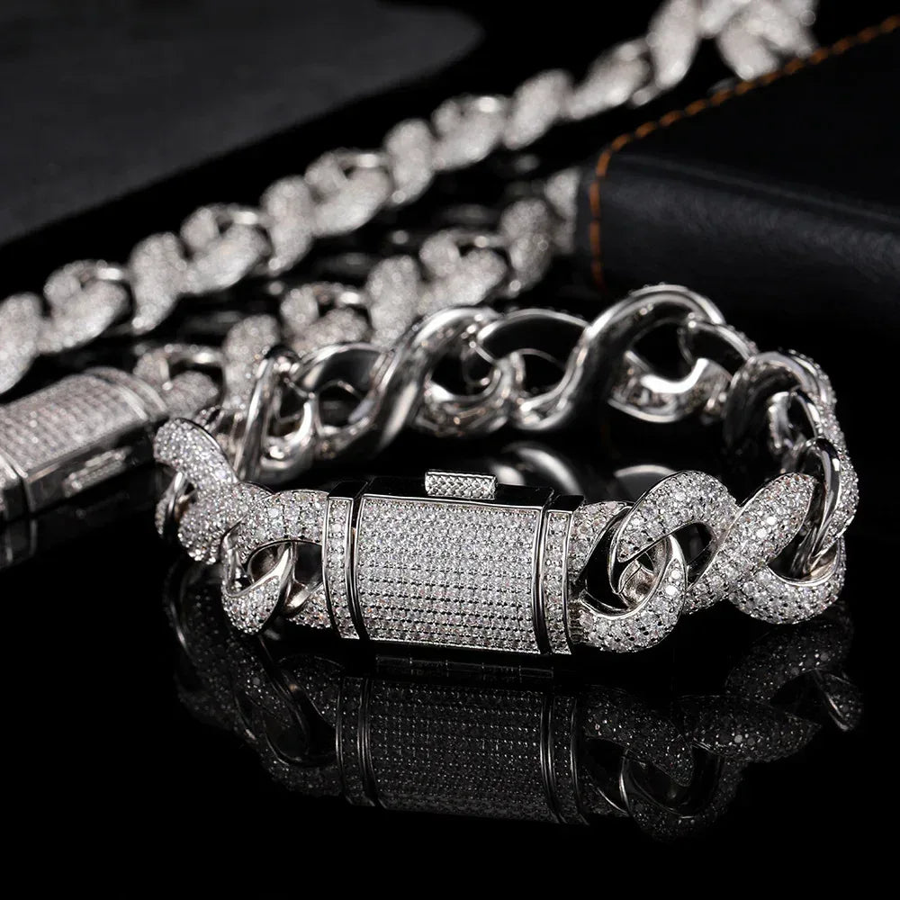 15mm Figure 8 Chain Bracelet Zircon Hip Hop Jewelry for Men | Caratix Jewelry - CaratixJewelry