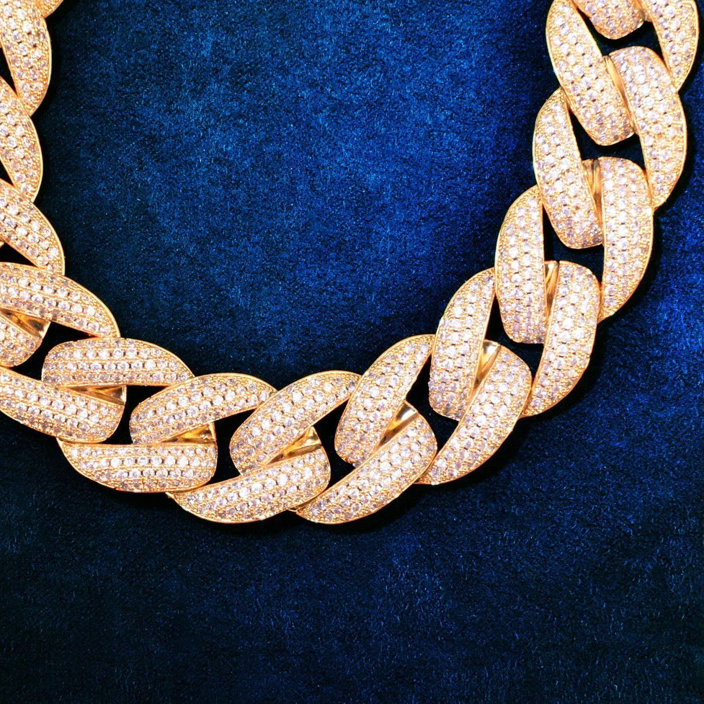 20mm Iced Out Cuban Chain with Long Clasp Copper Zircon - CaratixJewelry
