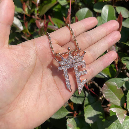 Men's Royal Initial Necklace | Premium Copper CZ Custom Style Jewelry Caratix - CaratixJewelry