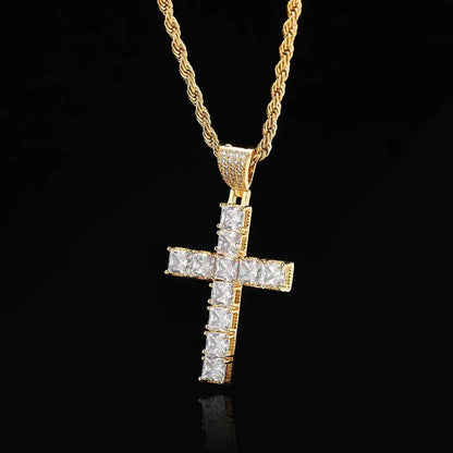 Custom Full Cross Pendant Necklace with Zircon Stones for Men | Caratix Jewelry - CaratixJewelry