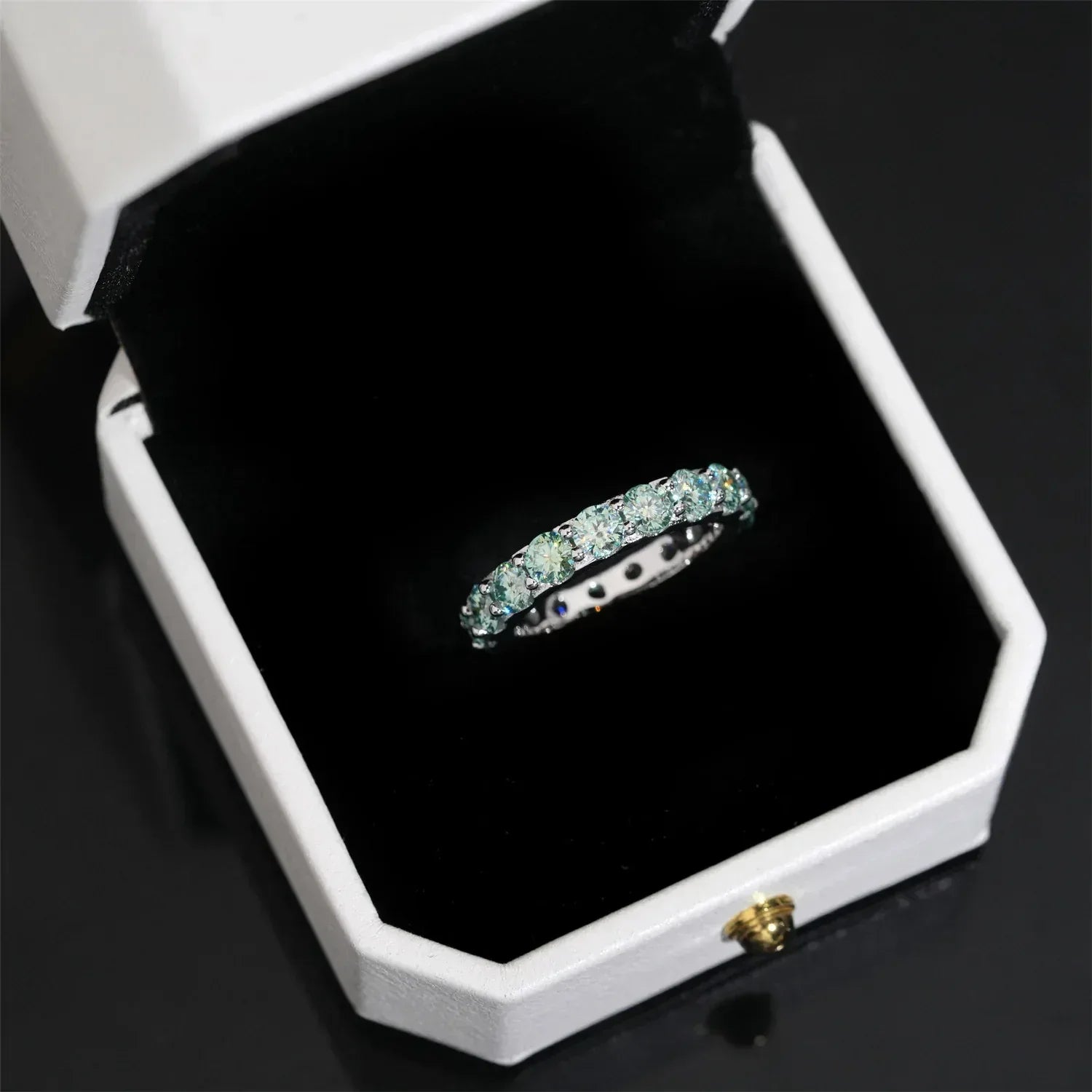 4mm Colored Moissanite Band Ring | S925 Silver Unisex Iced Out Hip Hop Jewelry - CaratixJewelry