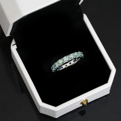 4mm Colored Moissanite Band Ring | S925 Silver Unisex Iced Out Hip Hop Jewelry - CaratixJewelry