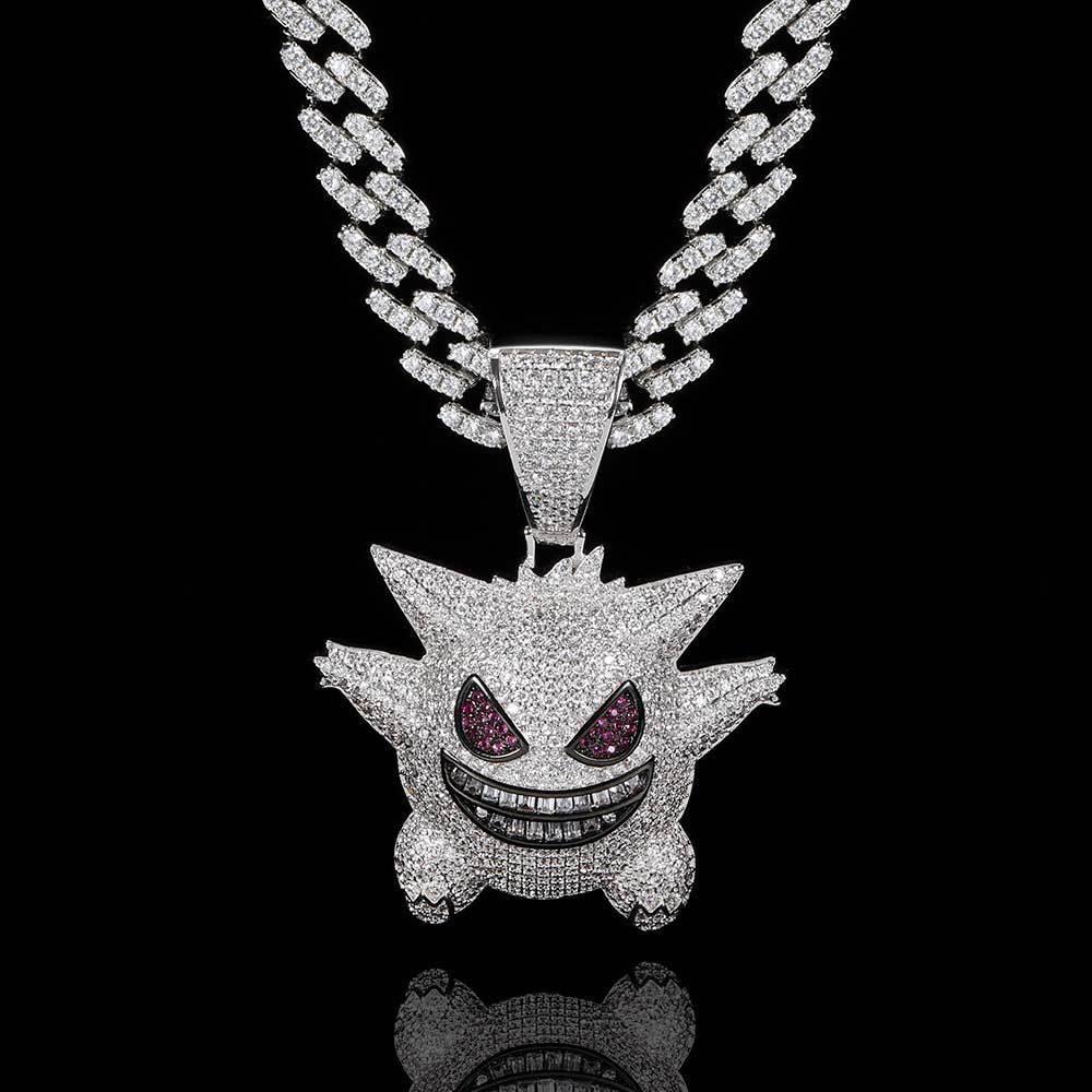 Petite Ghost Pendant Necklace with Micro-Pave Zircon and Gold Plating for Men | Caratix Jewelry - CaratixJewelry