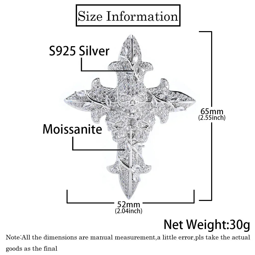 Custom Skull Cross Pendant Necklace Moissanite Hip Hop Jewelry | Caratix Jewelry - CaratixJewelry