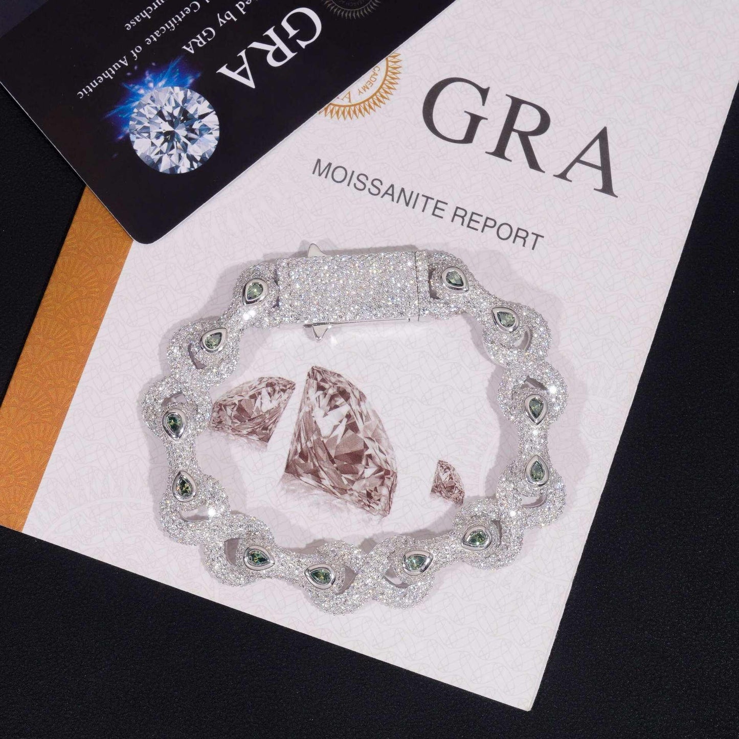 13mm Moissanite Figure-Eight Bracelet | S925 Silver Iced Out Hip Hop Jewelry - CaratixJewelry