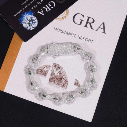 13mm Moissanite Figure-Eight Bracelet | S925 Silver Iced Out Hip Hop Jewelry - CaratixJewelry