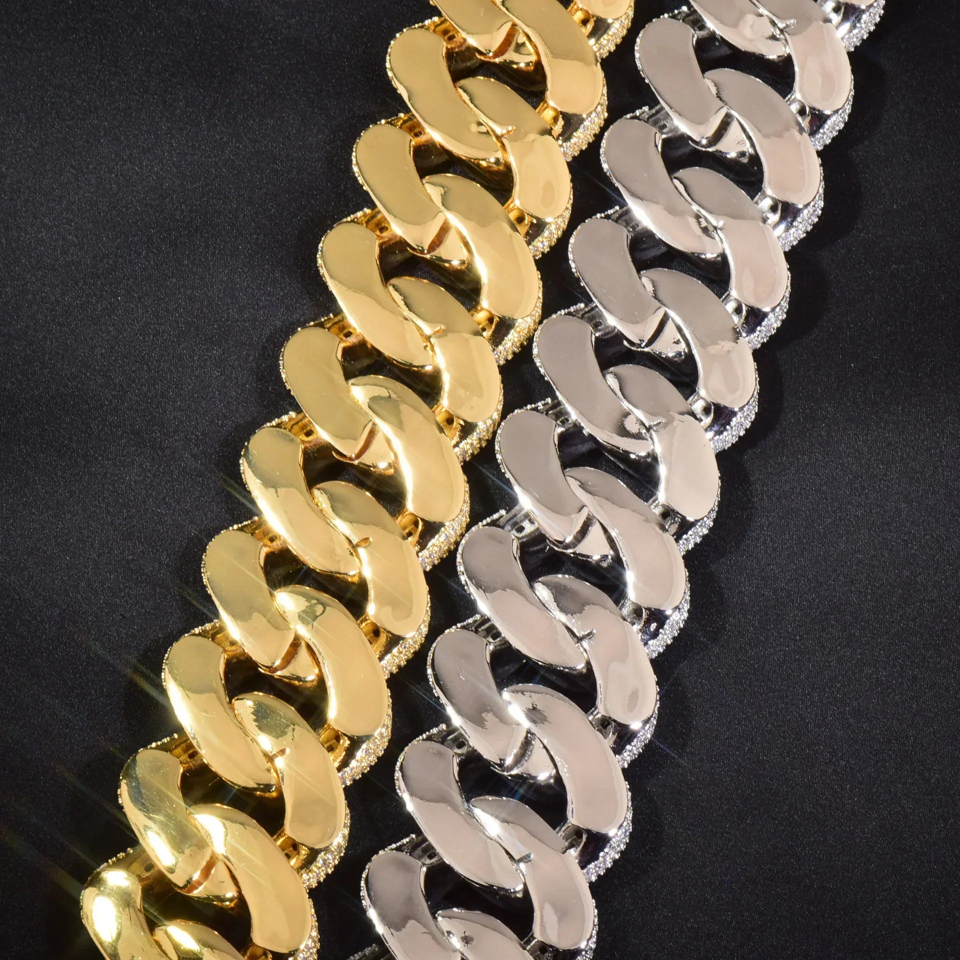 28mm Iced Out T-Shape Cuban Chain Necklace with Slanted Clasp | Unisex Hip Hop Jewelry | Caratix Jewelry - CaratixJewelry