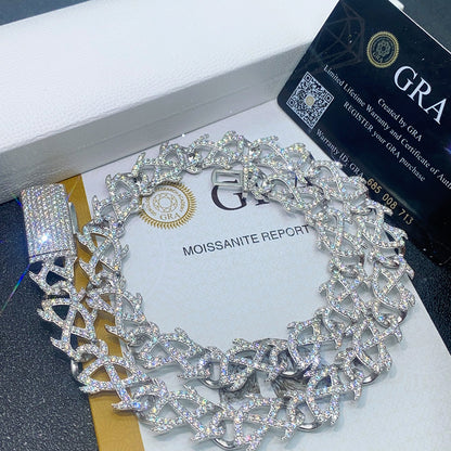 15mm S925 Sterling Silver Moissanite Cuban Link Chain | Heavyweight Iced Out Necklace | Caratix