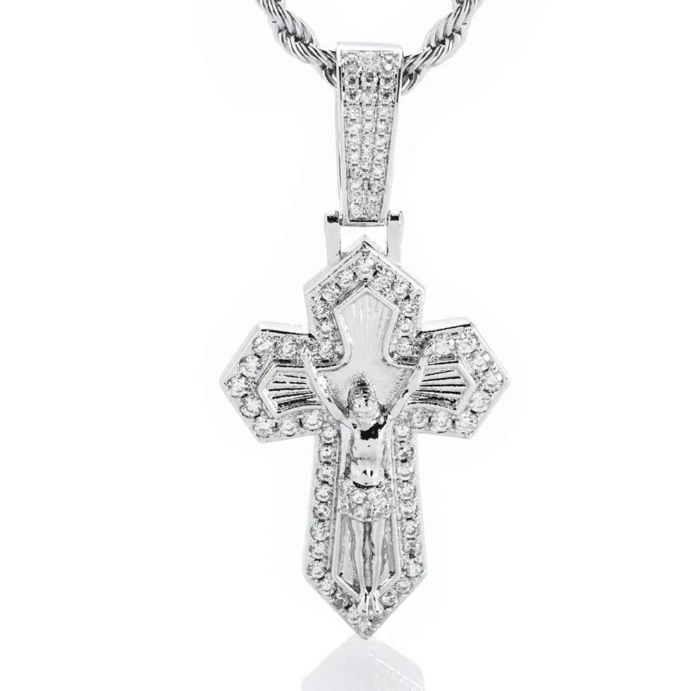 Custom Retro Cross Pendant S925 Silver Iced Out Chain for Rapper - CaratixJewelry