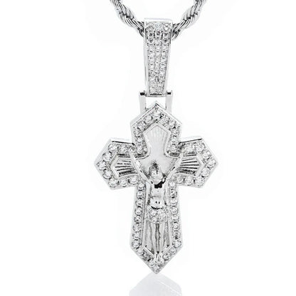 Custom Retro Cross Pendant S925 Silver Iced Out Chain for Rapper - CaratixJewelry