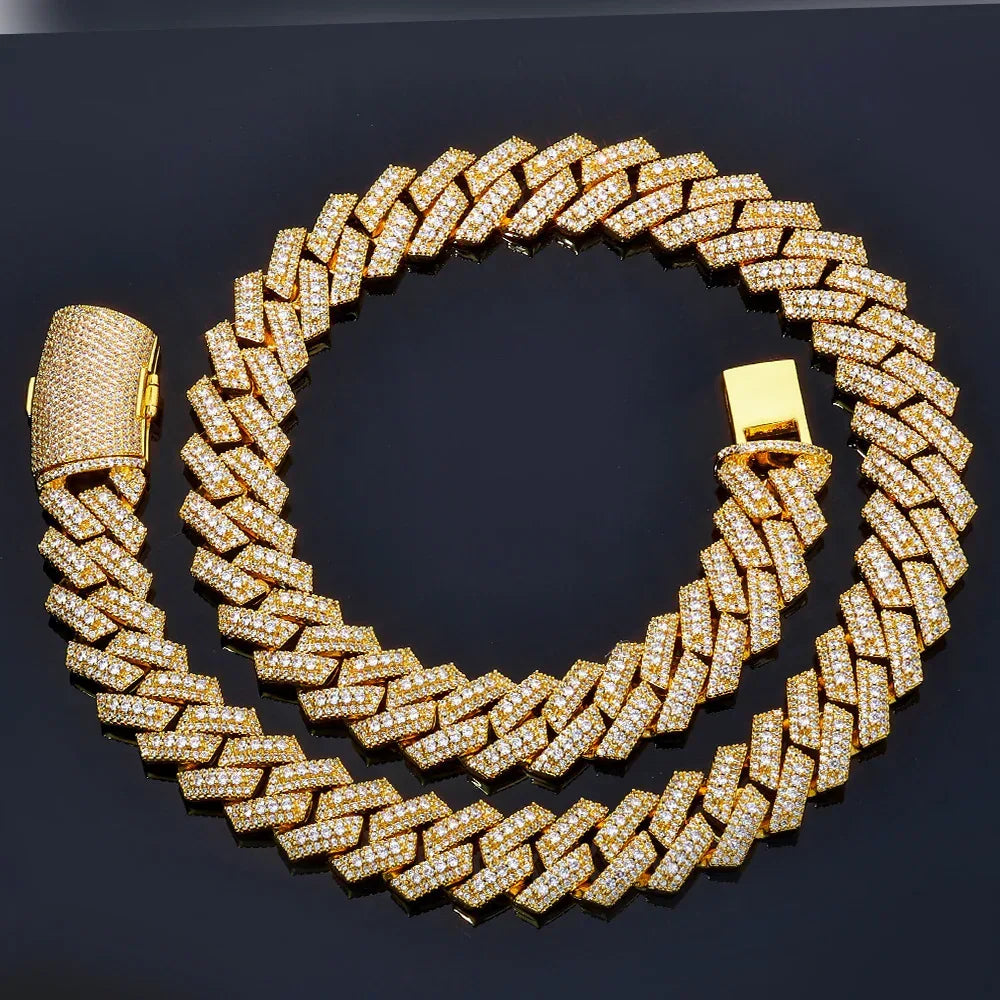 Custom 20mm Rhombus Triple-Row Cuban Necklace - CaratixJewelry