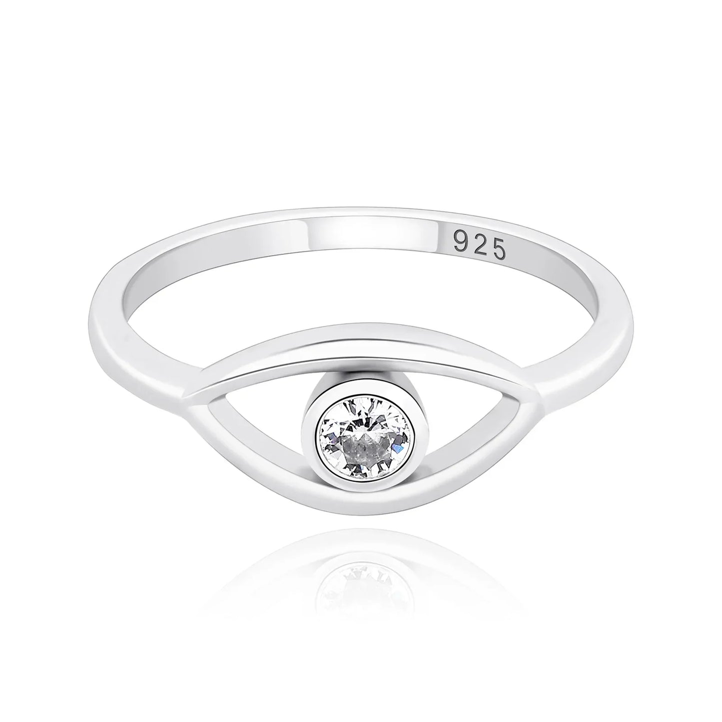 Solid 925 Sterling Silver Evil Eye Ring | Protective Amulet Band | Caratix