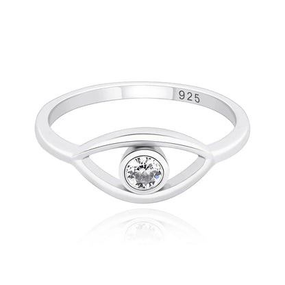Solid 925 Sterling Silver Evil Eye Ring | Protective Amulet Band | Caratix