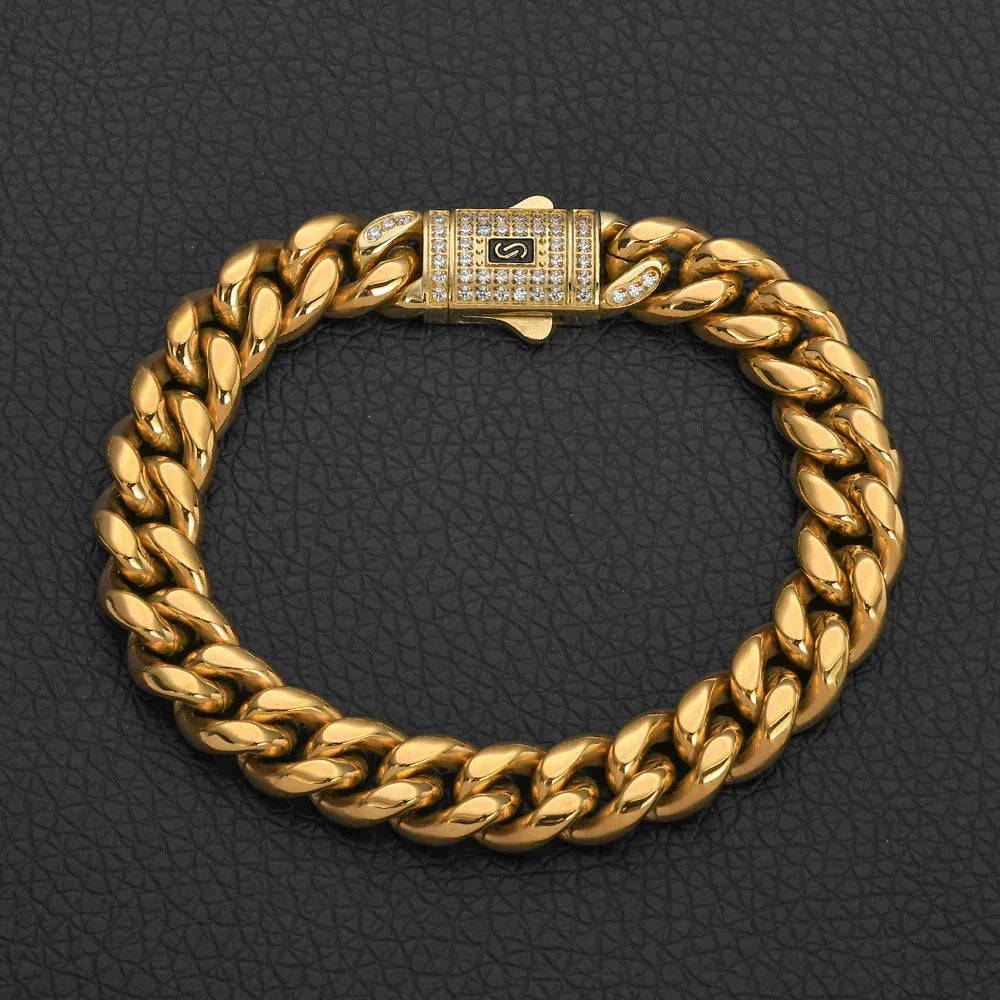 Clasp Cuban Link Bracelet with Polished Stainless Steel - CaratixJewelry