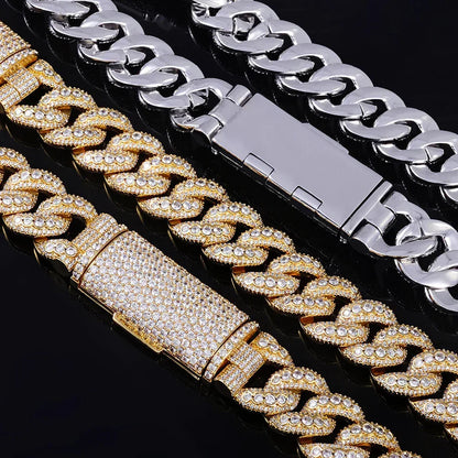 18mm Flip Clasp Full Cuban Link Necklace Hip Hop Bling Jewelry for Men | Caratix Jewelry - CaratixJewelry