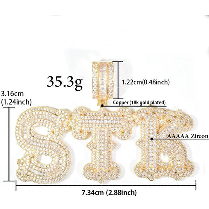 Cloud Pattern Letter Pendant | Iced Out CZ DIY Hip Hop Rapper Custom Necklace - CaratixJewelry