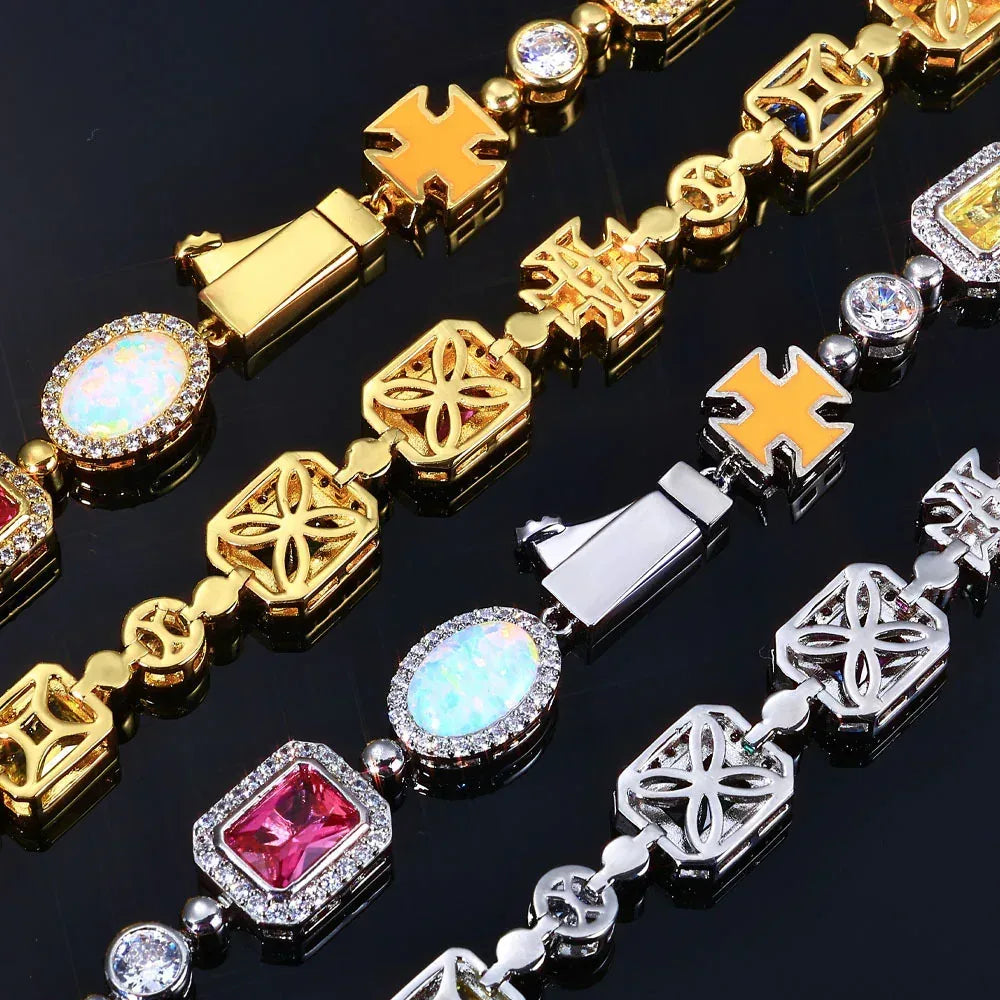 Colorful Gemstone Necklace with Zircon for Men and Women | High-End Hip Hop Jewelry | Caratix Jewelry - CaratixJewelry