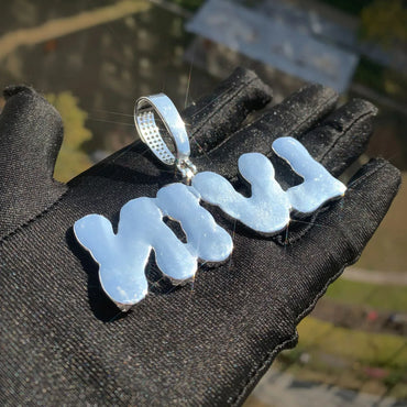 Blue Enamel Letter Pendant | DIY CZ Initial Hip Hop Custom Unique Necklace - CaratixJewelry