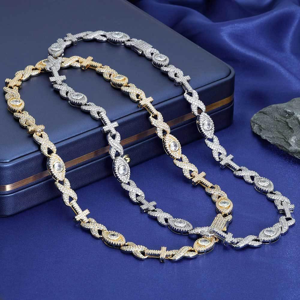 Custom Evil Eye Infinity Cross Necklace Gold Chain Style for Rapper | Caratix - CaratixJewelry