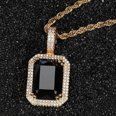 Custom Colored Gemstone Pendant Necklace with Zircon Stones for Men and Women | Caratix Jewelry - CaratixJewelry