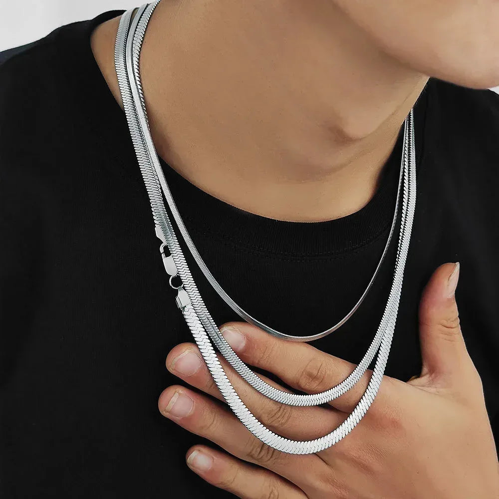 Custom ASAP Rocky Style Flat Snake Blade Chain | Stainless Steel Hip Hop Jewelry | Caratix - CaratixJewelry