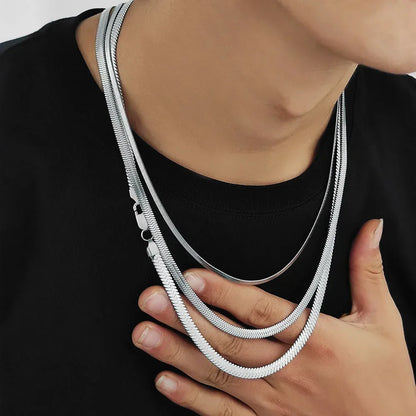 Custom ASAP Rocky Style Flat Snake Blade Chain | Stainless Steel Hip Hop Jewelry | Caratix - CaratixJewelry