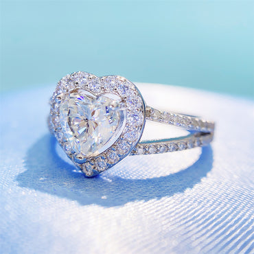 Romantic 1 Carat Heart Shaped Moissanite Ring | S925 Silver D VVS1 Solitaire | Caratix