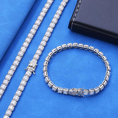 5mm Iced Out Sugar Link Zircon Necklace & Bracelet Hip Hop Jewelry | Caratix - CaratixJewelry