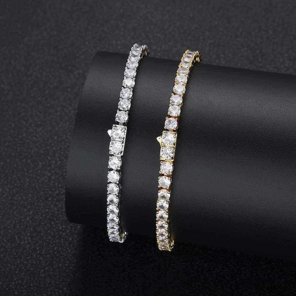 Iced Out Tennis Chain Zircon Bracelet with Spring Clasp for Men | Caratix Jewelry - CaratixJewelry
