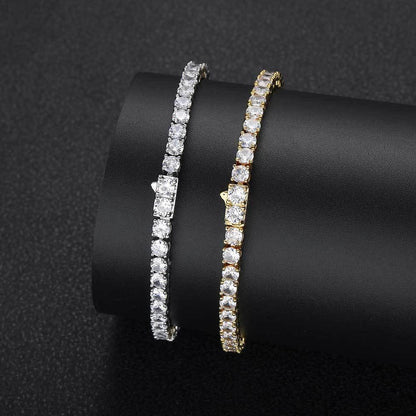 Iced Out Tennis Chain Zircon Bracelet with Spring Clasp for Men | Caratix Jewelry - CaratixJewelry