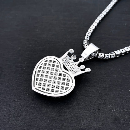 Iced Out Heart Pendant | Men's Gold Plated Hip Hop Heart Charm | Caratix