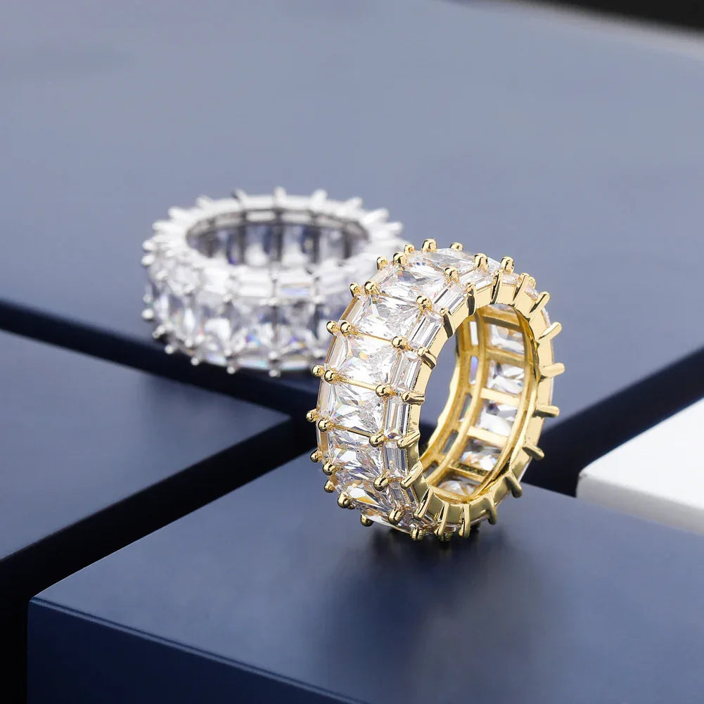 Rectangular Pave Zirconia Ring | Luxury Geometric Band | Caratix