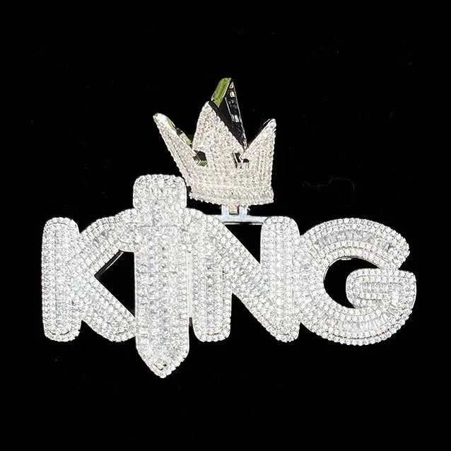 Iced Out Crowned KING Pendant | Men's Royal Statement Necklace - CaratixJewelry