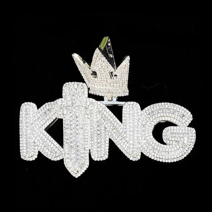 Iced Out Crowned KING Pendant | Men's Royal Statement Necklace - CaratixJewelry