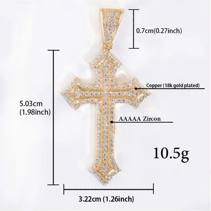 Iced Out Cross Pendant with Gold Plating & Zircon Stones - CaratixJewelry