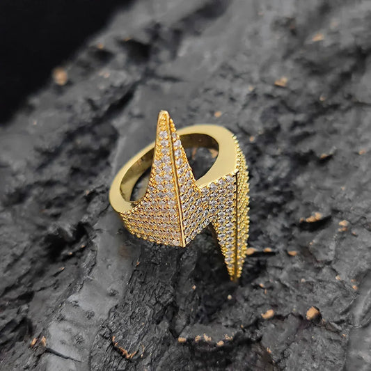 Zircon Lightning Bolt Ring for Men | Luxury Hip Hop Jewelry | Caratix Jewelry - CaratixJewelry